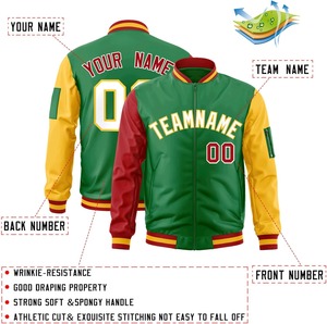 Equipo personalizado Logo Bordado Personalizado Universidad Bomber Zip Up Estilo Brazo izquierdo Cremallera Bolsillo Contraste Mangas Varsity Chaqueta - Product Image 3