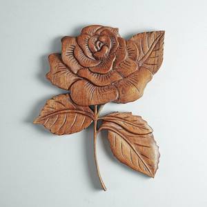 Regalo grabable arte de madera para decoración de esquinas de habitación pieza de espectáculo tallada de madera tema floral diseño personalizado aceptar - Product Image 2