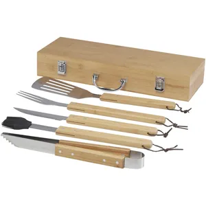 Ensemble d'outils de barbecue écologiques en bambou, gadgets pour churrasco - Product Image 1