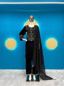 JUEGO DE TRABAJO DE SECUENCIA DE HILO DE TERCIOPELO FANTY CON VISCOS TRANSPIRABLES DUPATTA - Product Image 5