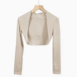 เสื้อโยคะไนลอนแขนยาวสำหรับผู้หญิงเสื้อครอปสำหรับใส่วิ่งรัดรูปเสื้อโค้ทกีฬาแห้งเร็วสำหรับออกกำลังกาย - Product Image 4