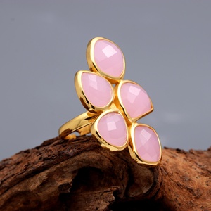 Nouveauté, bague pour homme en argent sterling 925 massif avec chalcédoine rose naturelle personnalisée, sertie de pierres précieuses multiformes, tendance, Sambhav - Product Image 4