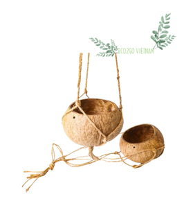 Faites des jardinières excentriques pour votre jardin avec un pot de jardinière suspendu en coquille de noix de coco entièrement naturelle écologique - Product Image 3