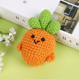 Juguete de Peluche de Zanahoria Hecho a Mano con Ganchillo, de Algodón y Seda, con Estampado Serigrafiado, Suave y Relleno, para Niños y Decoración del Hogar - Product Image 3
