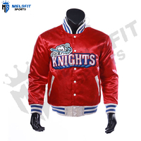 Blouson Bomber en Soie Satinée Personnalisé pour Homme avec Broderie de Dessin Animé, Col Montant et Logo/Lettre/Caractère sur le Devant |   Respirant et coupe-vent