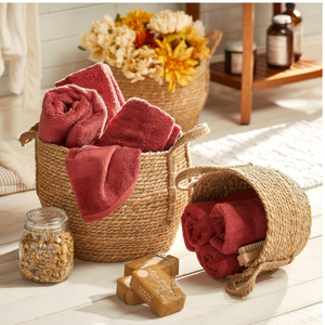 Juego de 3 cestas de almacenamiento de jacinto de agua con forma de rectángulo tejidas a mano anidadas con técnicas de inyección de mango para juguetes-Venta al por mayor - Product Image 5