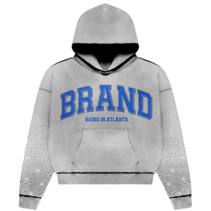 Streetwear épais brodé 3D French Terry Patch Crystal Rhinestones Regular Fit Drop Shoulder 100% Coton Respirant - Product Image 1