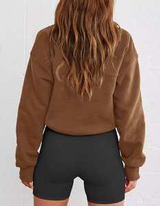 Sweat-shirt d'hiver à capuche pour femme, fermeture éclair sur le devant, couleur unie, manches longues, polaire doux, pull décontracté, haut confortable pour tous les jours - Product Image 4