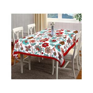 100% Cotton Sustainable Design Personalized Solid <b>Red</b> Border Embroidered Waterproof Durable Luxury Customized Table Cloths - Product Image 1