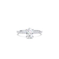 Bague de fiançailles en diamant ovale cultivé en laboratoire certifié IGI, sertie pavé, en or jaune/blanc et rose 9 carats