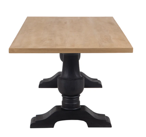 Table à manger moderne pour la maison, la cuisine ou le restaurant, avec piédestal en bois de manguier massif à deux tons, finition naturelle et noire - Product Image 4
