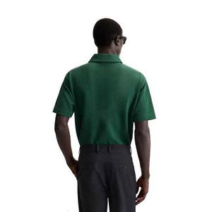 Camiseta de punto transpirable personalizada de talla grande para hombre, informal, con media cremallera, manga corta, holgada, lisa, para verano - Product Image 4