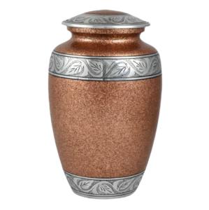 Urnes funéraires classiques en aluminium fini marbre brun Urnes funéraires en métal de haute qualité avec bande de gravure - Product Image 1