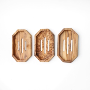 Olive Wood Hexagon Slotted <b>Soap</b> <b>Dish</b>, Self-Draining Bar <b>Soap</b> <b>Holder</b> for Bathroom & Kitchen, Wholesale - Product Image 6