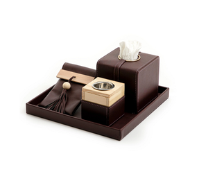 Brûleur d'encens en cuir de dernière conception, fait main, taille et forme personnalisées, Mabkhar avec plateau et boîte à mouchoirs - Product Image 2