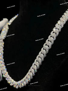 Collar de Cadena Cubana con Diamantes de Moissanita S925, Engaste de Púas, Collar de Cadena Hip Hop de Lujo para Hombre - Product Image 2