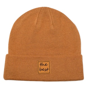 Unisex Customized <b>Winter</b> Knit Beanie with 3D Embroidery Logo Designer Leather Patch Fishing Beach Cycling Business Daily Use2025 - Product Image 1