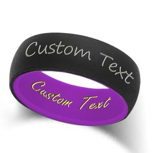 Gepersonaliseerde siliconen ring met eigen tekst, tweekleurig, comfortabel, flexibel, trouwring voor mannen en vrouwen, geschikt voor sport en evenementen - Product Image 1