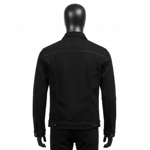 Veste en jean noire personnalisée pour homme, style classique, boutonnée, coupe trucker, unisexe, manches longues, grandes tailles, très demandée - Product Image 2