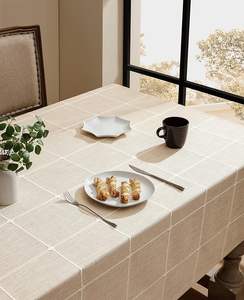 Mantel de lino y algodón bordado rectangular moderno, tela impermeable para cocina, comedor, fiesta, mesas de boda, técnica tejida - Product Image 4