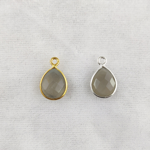 Natural Gray Moonstone Pear Shape Faceted Cut Size10x8mm Gold Vermeil 925 Sterling Silver Bezel Pendant Sterling Silver Pendants - Product Image 3