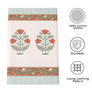 Serviettes en coton gaufré écologiques imprimées à la main en Inde, motif floral, super douces, séchage rapide, absorption rapide, pour hôtels et vente au détail - Product Image 4