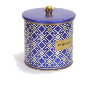 ที่จับ4.1L กระป๋องโลหะทรงกลมขนาด175x180มม. ดีไซน์ลวดลายไร้รอยต่อลายเส้นเรขาคณิตพื้นหลังสีน้ำเงิน - Product Image 2