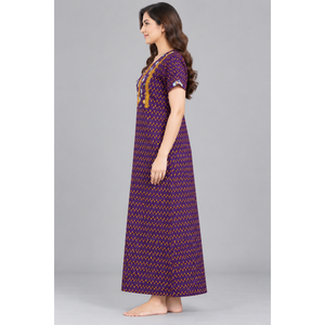 Camisón Largo Maxi 100% Algodón Puro para Mujer - Estampado con Motivos Tradicionales, Ropa de Dormir Suave y Cómoda - Product Image 4