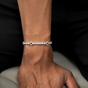 Men's 925 <b>Silver</b> Rhodium Plated Moissanite Tennis <b>Bracelet</b> <b>Cross</b> Motif Elegant Engagement Jewelry Gift - Product Image 1