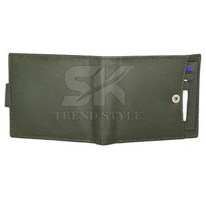 กระเป๋าสตางค์หนังแท้แบบพับสองตอน สีเดียว รุ่นใหม่ล่าสุด แฟชั่นทันสมัยสำหรับผู้ชาย จากโรงงานโดยตรง - Product Image 4