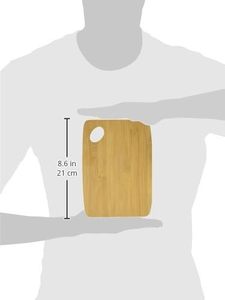 Bamboo Wood Thin Kitchen Cutting Boards with Oval Hole in <b>Corner</b>, Set of 2 Boards, 6" X 8" X 0.25" - Product Image 6