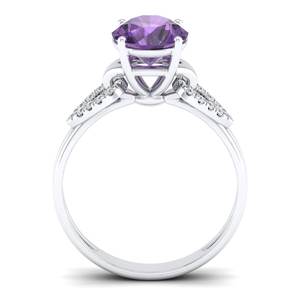 Bague de fiançailles en moissanite certifiée GRA, prix de gros REYES, argent sterling 925, coupe ronde, améthyste 2 carats, pierres précieuses fines - Product Image 4