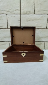 Latest Design Wooden Cremation Urn With Photo Frame on Top Dark Polished Human <b>Ashes</b> <b>Box</b> by Brassworld India - Product Image 5