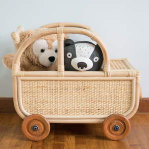 Nouveau design rotin wagon poussette à la main landau chariot enfants jouets pour garçons et filles fabriqué au Vietnam - Product Image 3