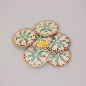 Southeast Asia Handmade Rattan Wrapped Edge <b>Coaster</b> Natural <b>Heat</b> Insulation Pad Light Luxury Seashell <b>Coaster</b> Vietnam - Product Image 1