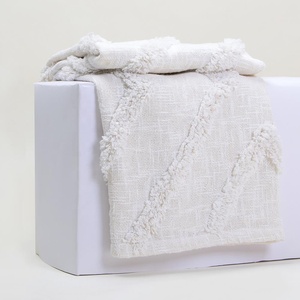 Manta de algodón 100% hecha a mano con mechones, manta Bohemia con mechones para cama y sofá, manta hecha en la India - Product Image 4