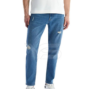 กางเกงยีนส์แฟชั่นผู้ชายคุณภาพสูงผ้าเดนิมซักแบบเรียบง่ายเอวกลางสำหรับทุกฤดูกาล - Product Image 5