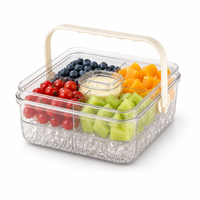 Gedeeld fruit-snack dienblad met ijscompartiment en deksel voor catering en groothandel