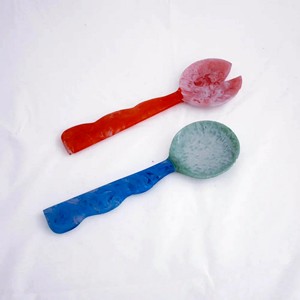 Ensemble de service à salade en bois naturel avec 2 spatules, ustensiles durables faits à la main, artisanat Mirha International, taille S - Product Image 5