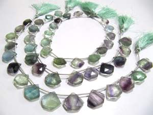 Cuentas multicolores de fluorita natural, forma de diamante de fluorita, corte facetado, joyería eminente de alta calidad, tamaño de marca, hebra de 14-15mm - Product Image 2