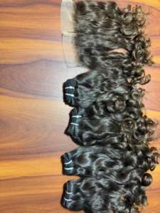 Mèches de cheveux humains ondulés vierges bruts, mèches de cheveux en vrac à trame machine, mèches de cheveux vierges indiens bruts - Product Image 4