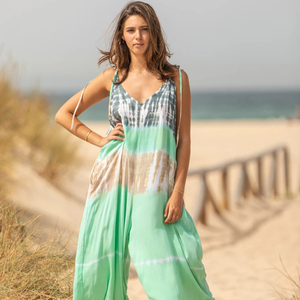Mono de cintura alta estilo vintage con efecto tie-dye, 100% algodón, transpirable y ecológico para mujer, Top Ventas 2023 - Product Image 1