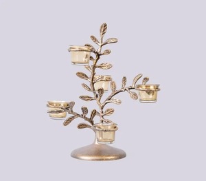 Support décoratif en aluminium doré pour lampe en T, idéal pour les accents de centre de table et la décoration intérieure - Product Image 2