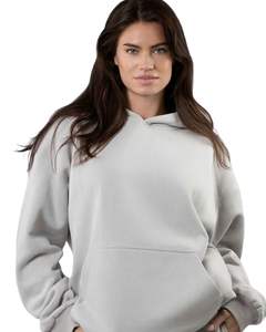 Light Grey Pullover Hoodie <b>Womens</b> Warm <b>Fleece</b> Oversized Sweatshirt With Hood Soft Winter Wear Casual Style Kangaroo Pocket - Product Image 1