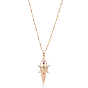 Mère Terre Corps Chakras Zircon Pierre 925 Collier En Argent Sterling Bijoux En Gros - Product Image 6