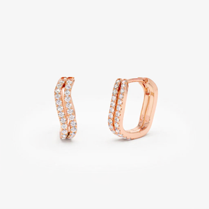 Pendientes de Aro con Doble Hilera de Diamantes de Última Moda para Mujer en Oro Puro de 14K, Pendientes Huggie con Diamantes Cultivados en Laboratorio, Joyería Fina - Product Image 3