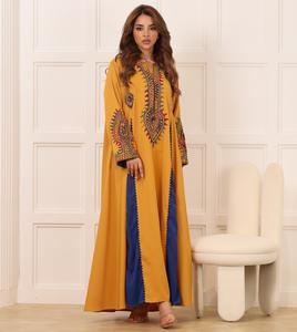 Venta al por mayor de lujo personalizado satén Abaya Petite ropa islámica de las mujeres con volantes mangas inspirado Turquía tradicional musulmán vestido para - Product Image 5