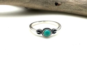 แหวนพลอยเทอร์ควอยซ์เงินสเตอร์ลิงเครื่องประดับทำมือแหวนเงินสไตล์ Boho สำหรับเป็นของขวัญสำหรับผู้หญิงตาม925 - Product Image 2