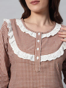 Camisón Victoriano Elegante de Encaje y Algodón para Mujer con Estampado Floral para Verano y Primavera - Product Image 5