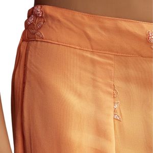 Abito Sharara Georgette arancione con Kurta ricamato e Dupatta per ricevimento di nozze ospite e abbigliamento da festa - Product Image 6